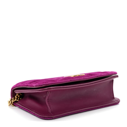 Gucci Velvet Matelasse GG Marmont Mini Bag Fuchsia Violet Cyclamen 4 of 9