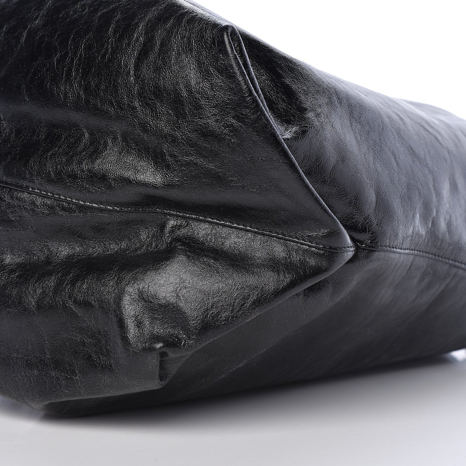 Saint Laurent Cracked Shiny Calfskin Teddy Drawstring Bag Black 9 of 9