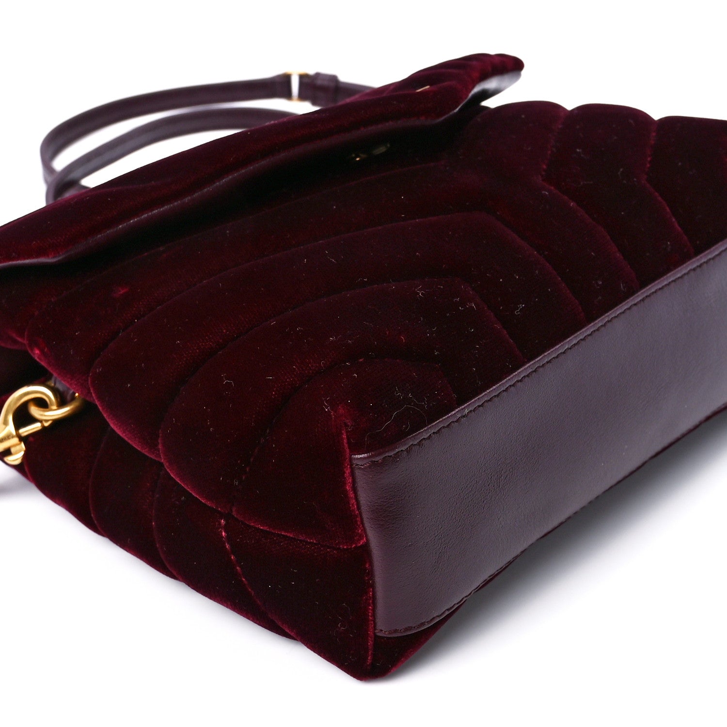 Saint Laurent Velvet Y Quilted Monogram Toy Loulou Crossbody Bag French Burgundy 11 of 12