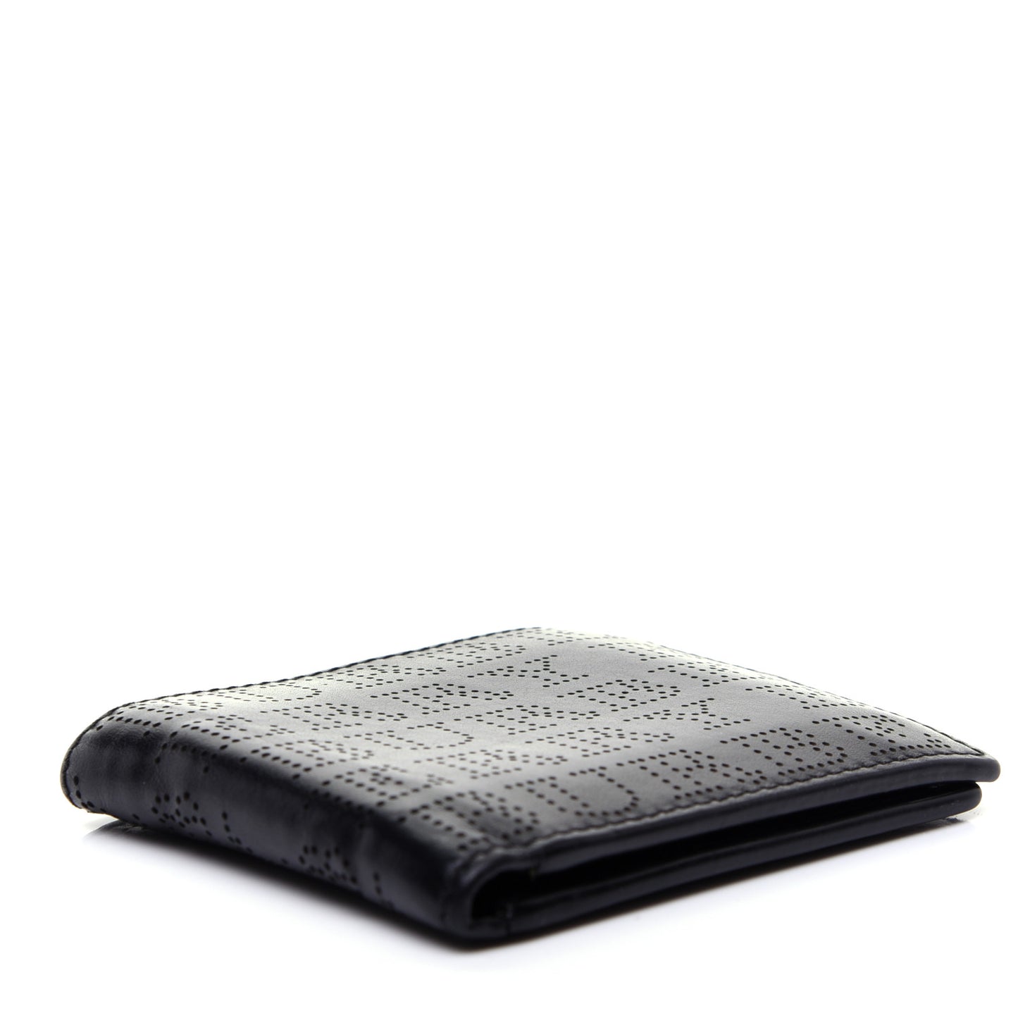 Calfskin Perforated Bi-Fold Wallet Black