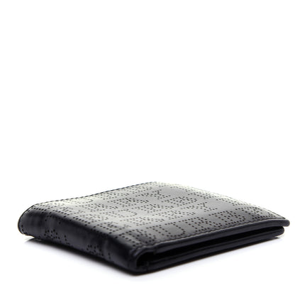 Burberry Calfskin Perforated Bi-Fold Wallet Black 3 of 11