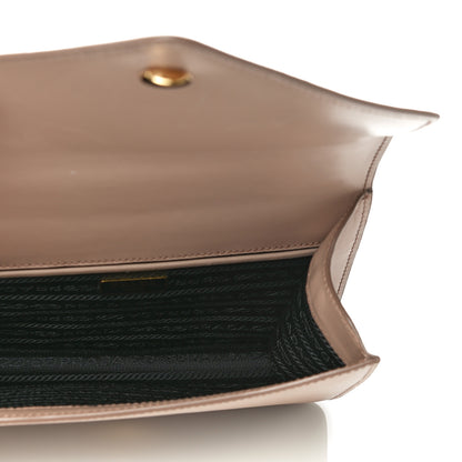 Prada Saffiano Soft Calfskin Metal Triangle Logo Envelope Chain Shoulder Bag Cammeo 5 of 10