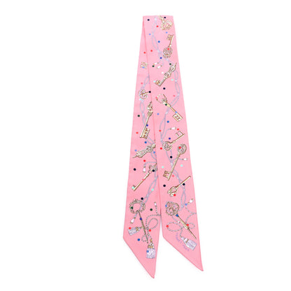 Hermes Silk Les Cles A Pois Twilly Rose Beige Multicolor 2 of 3