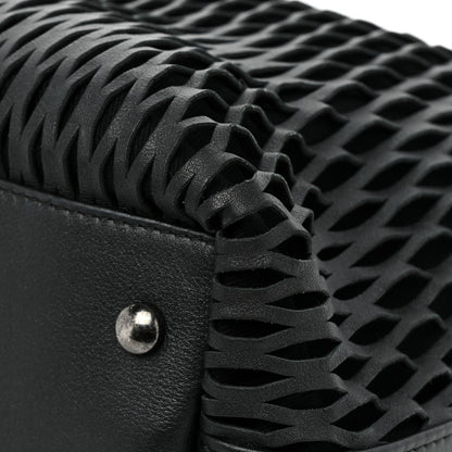 Chanel Calfskin Laser Cut Perforated CC Tote Black 13 of 15