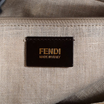 Fendi Pequin Cuoio Vegetale Large Hobo Tobacco Black Cuoio 4 of 10