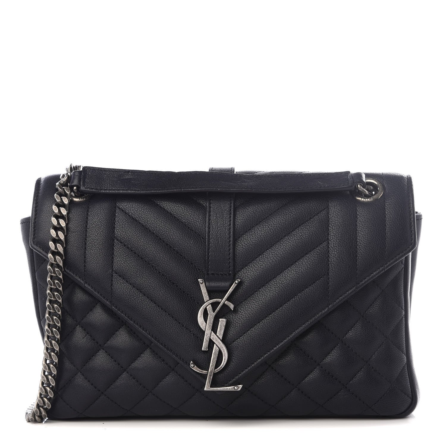 Saint Laurent Sheepskin Tri-Quilt Monogram Medium Soft Envelope Bag Deep Marine 1 of 8