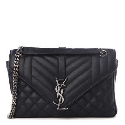 Saint Laurent Sheepskin Tri-Quilt Monogram Medium Soft Envelope Bag Deep Marine 1 of 8