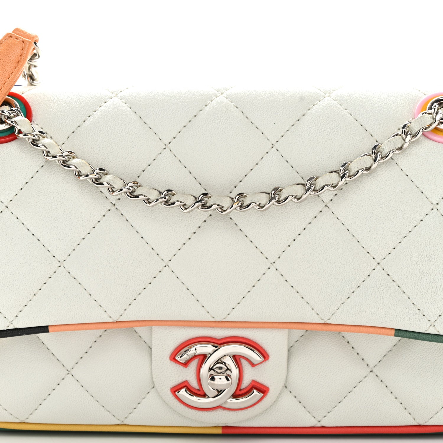 Chanel Lambskin Plexiglass Quilted Small Cuba Color Flap White Multicolor 8 of 10