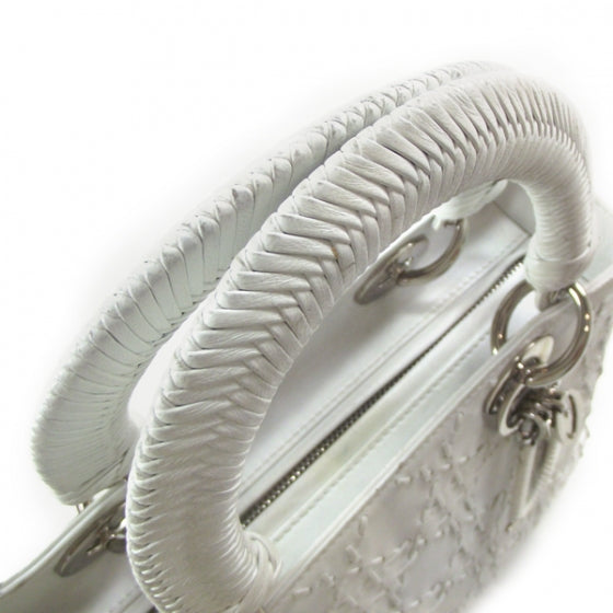 Leather Cannage Stitched Lady Dior White