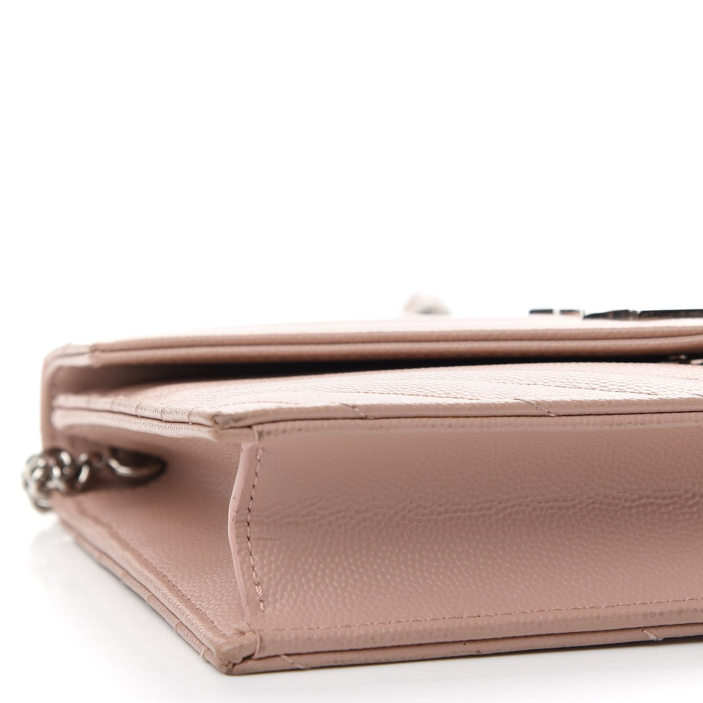 Grain De Poudre Matelasse Chevron Monogram Envelope Chain Wallet Pale Pink