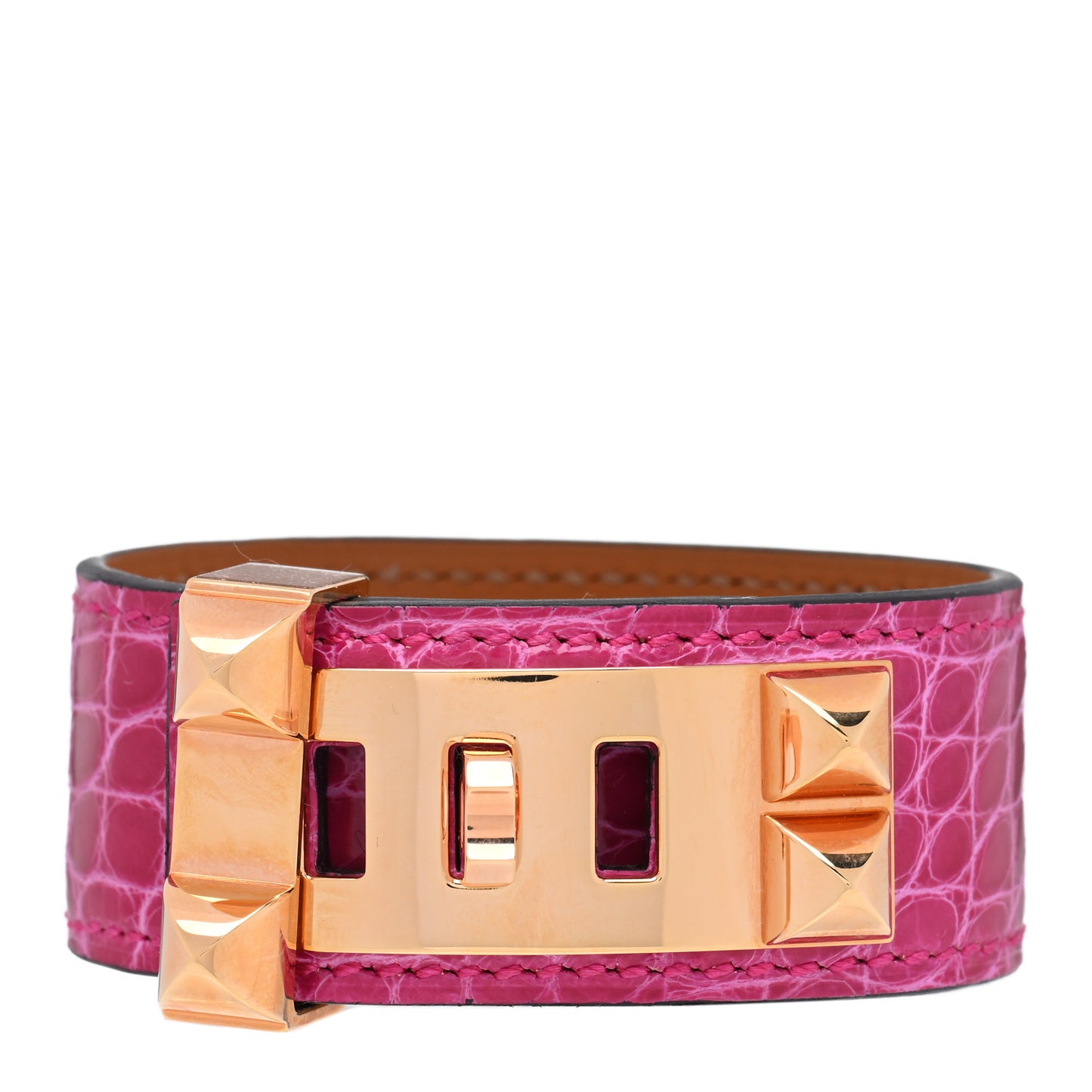 Shiny Alligator Collier de Chien CDC 24 Bracelet T2 Rose Scheherazade