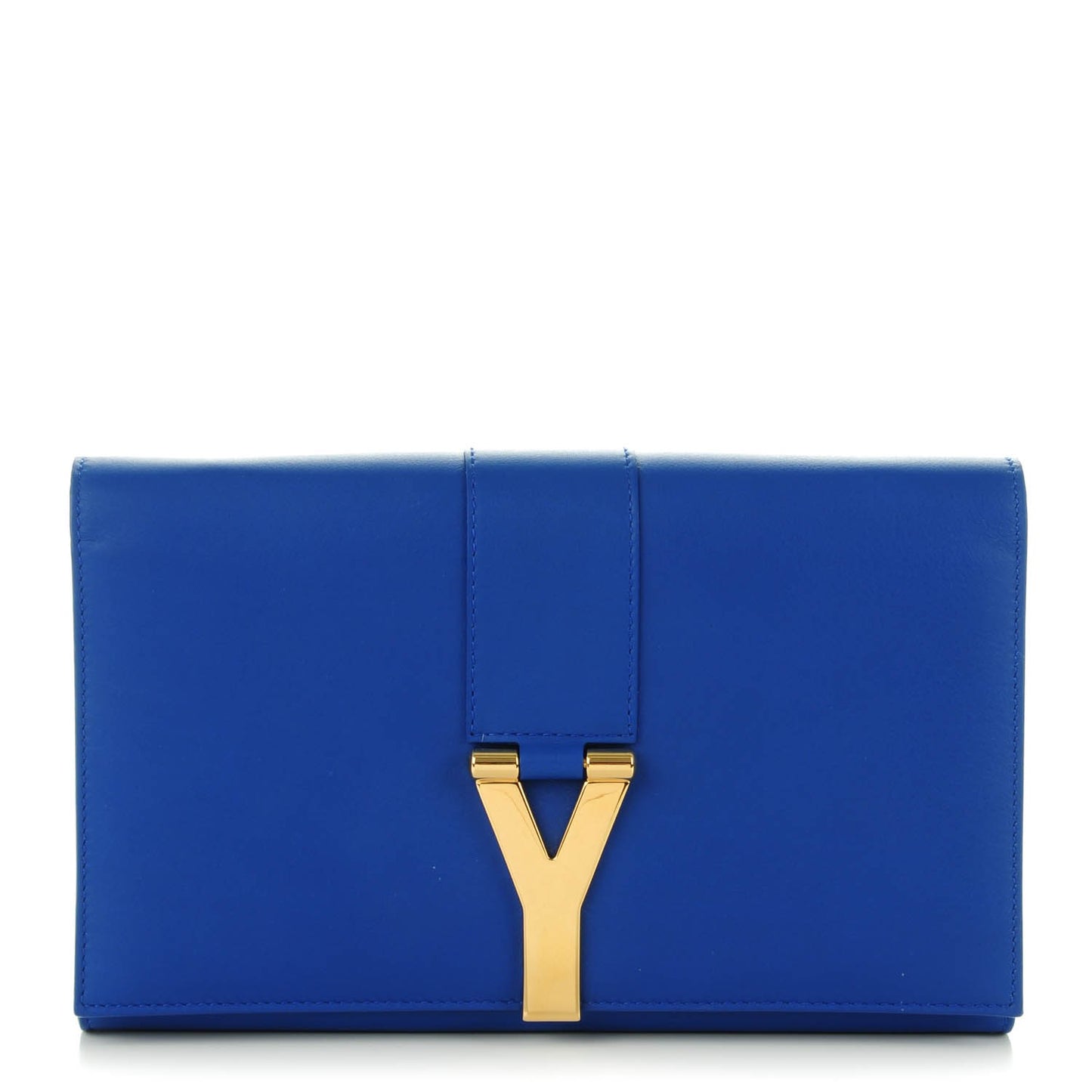 Calfskin Classic Y Chain Wallet Blue Majorelle