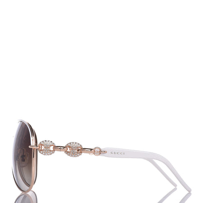Gucci Crystal Marina Chain Aviator Sunglasses 4230/S White 2 of 7