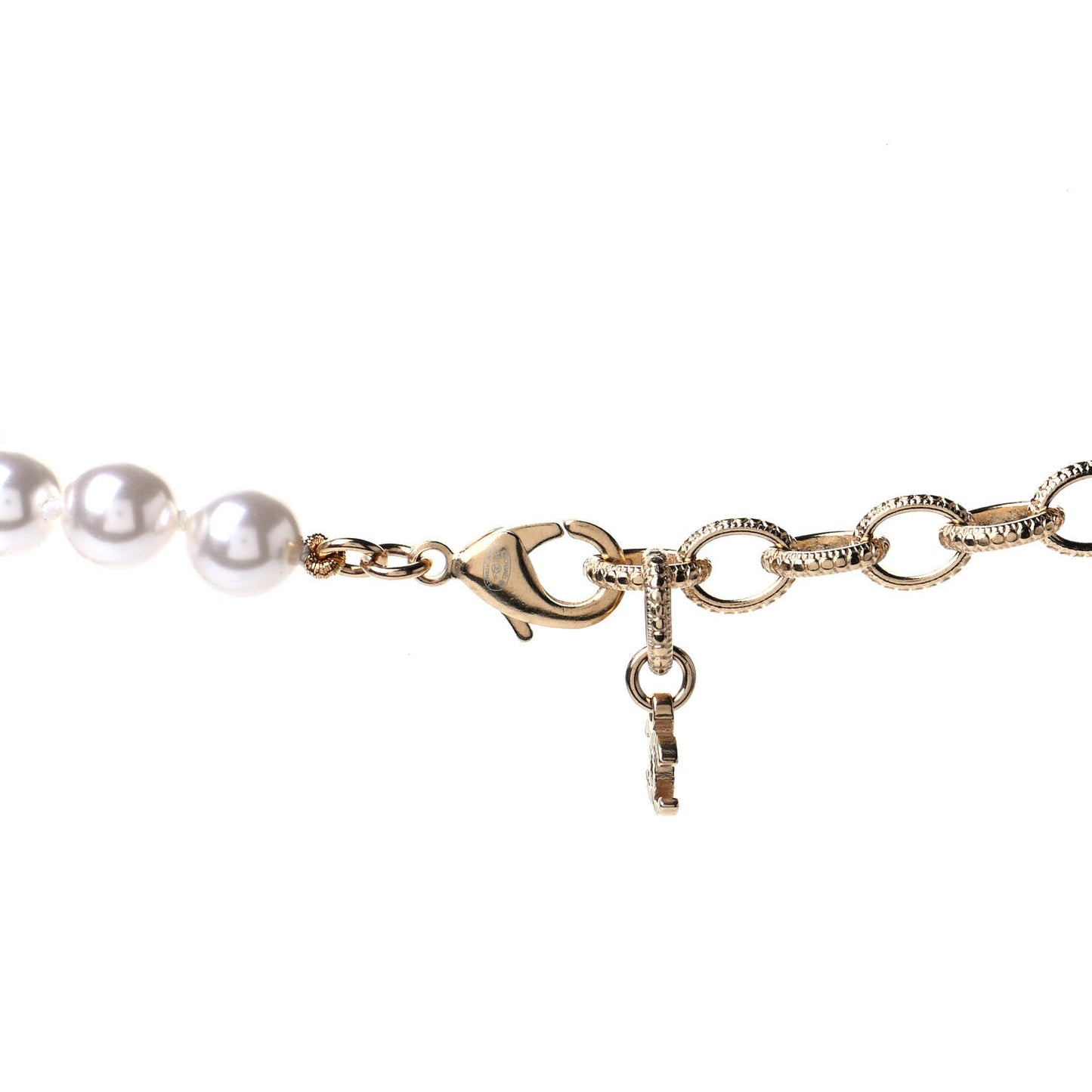 Pearl Crystal CC Short Necklace Gold