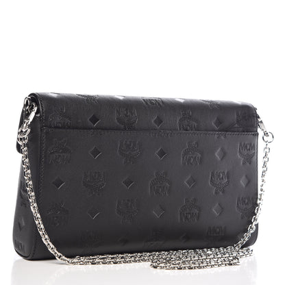 MCM Calfskin Ottomar Monogram Medium Millie Crossbody Bag Black 3 of 9