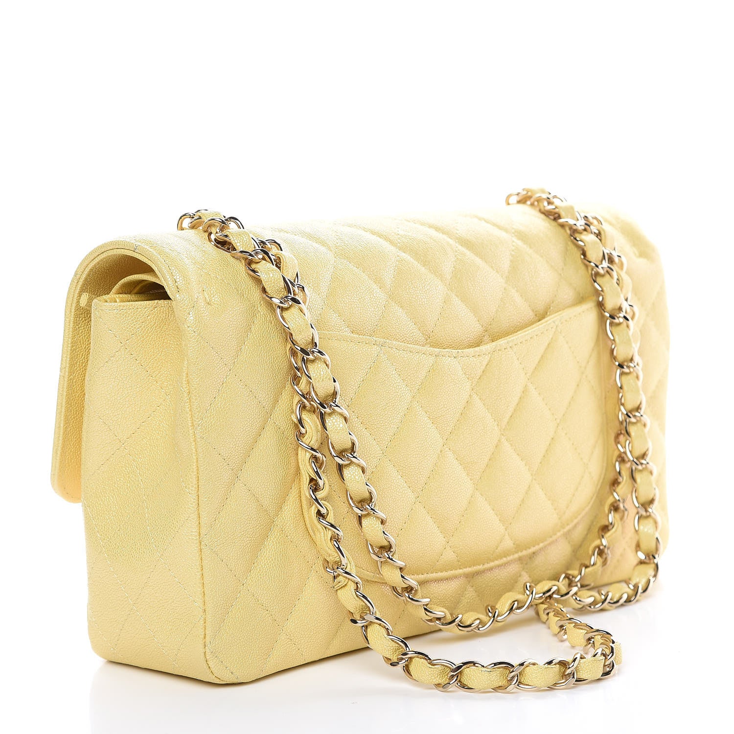 Chanel Iridescent Caviar Quilted Medium Double Flap Yellow 3 of 11