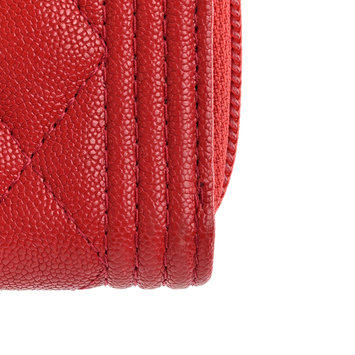Caviar Quilted Boy Zip Around Coin Purse Wallet Red