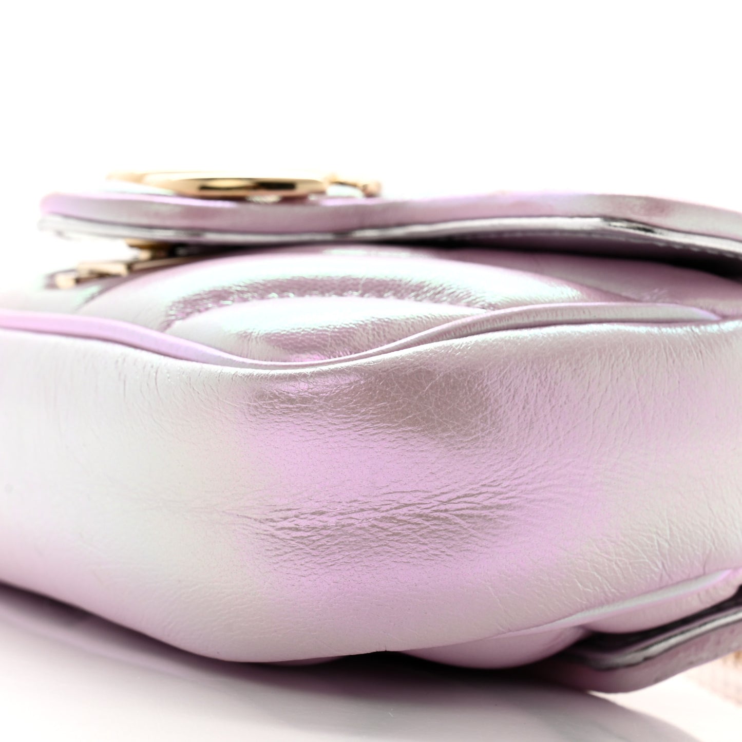Iridescent Nappa Chevron Matelasse Super Mini GG Marmont Shoulder Bag Iridescent Escape Pink