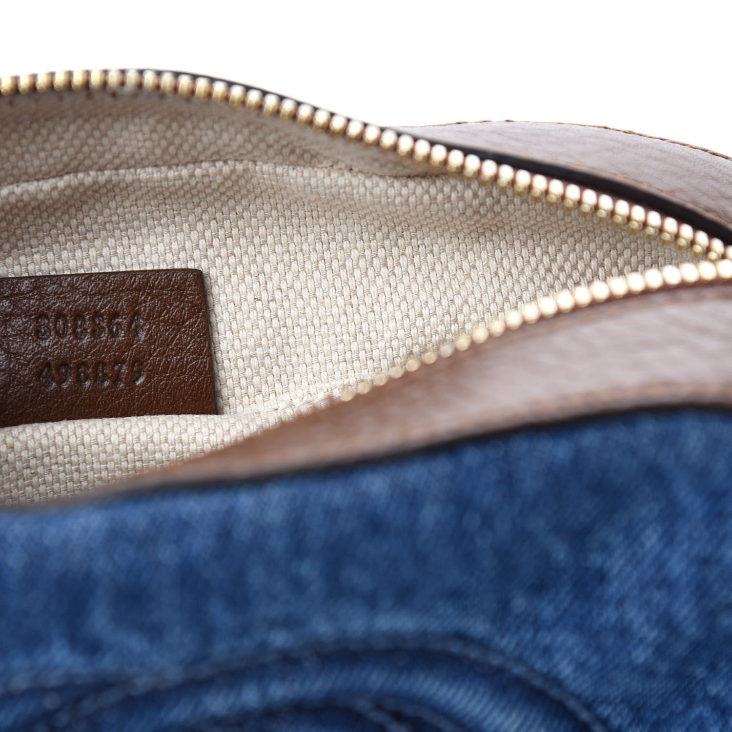 Gucci Denim Pebbled Calfskin Small Soho Disco Bag Blue Brown 9 of 10