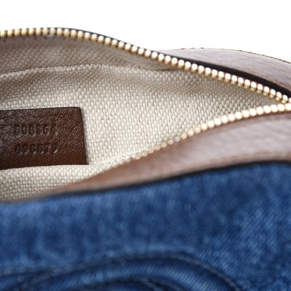 Gucci Denim Pebbled Calfskin Small Soho Disco Bag Blue Brown 9 of 10