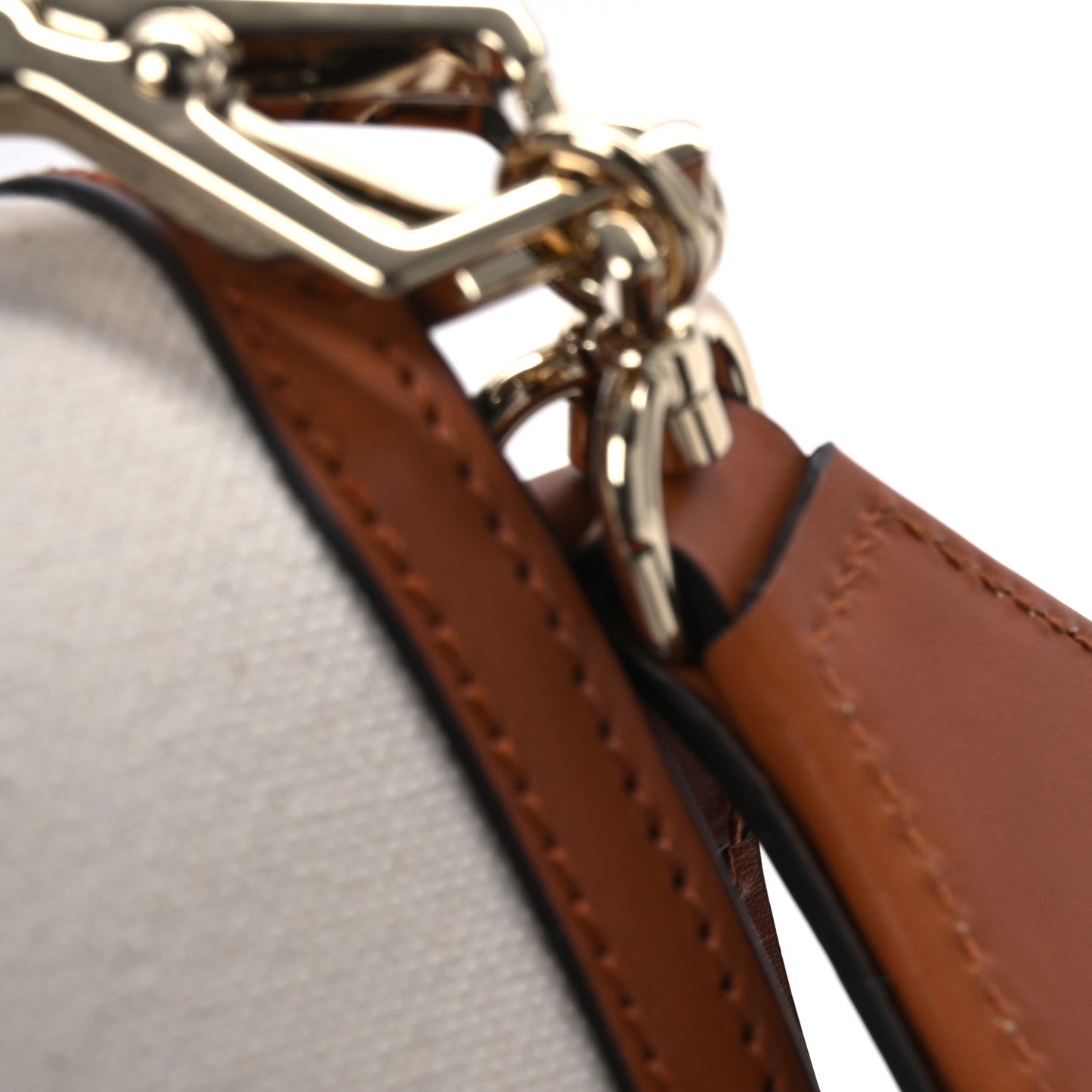 Canvas Calfskin Web Small Bamboo 1947 Top Handle Bag Greggio Harness Brown