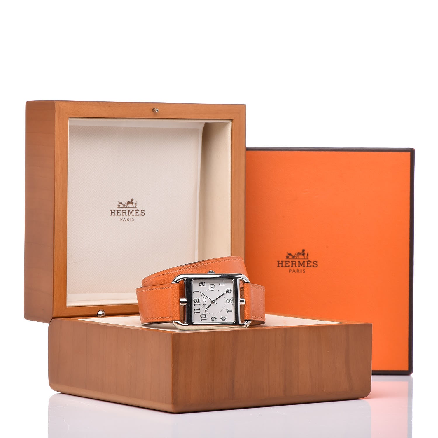 Hermes Stainless Steel Swift 29mm Cape Cod Double Tour Quartz Watch Orange 8 of 8