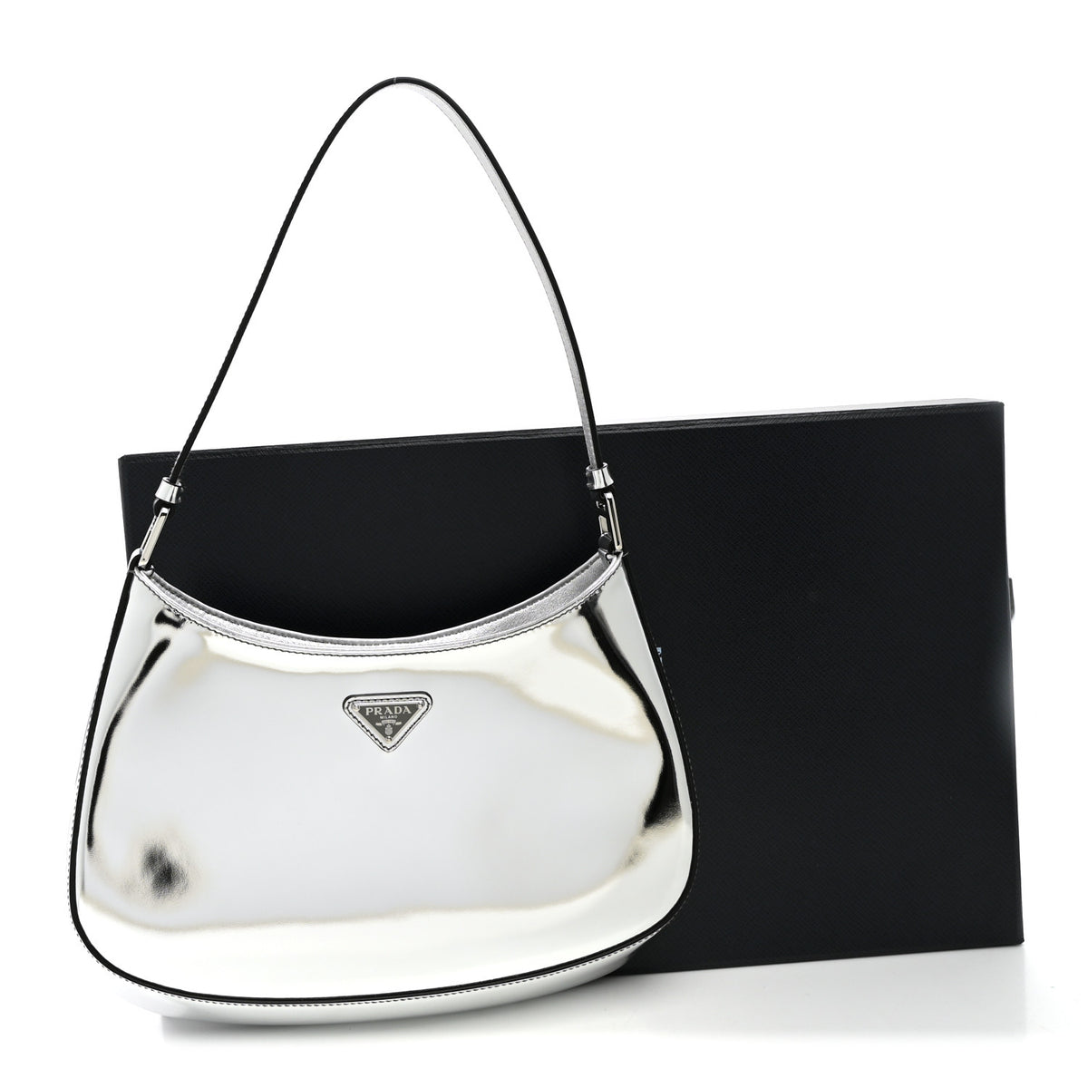 Prada Spazzolato Cleo Shoulder Bag Argento 11 of 11