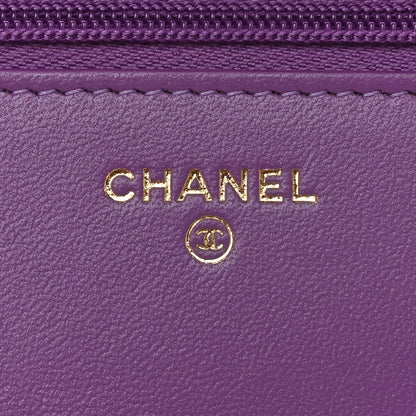 Chanel Lambskin Quilted Wallet On Chain WOC Purple 5 of 11