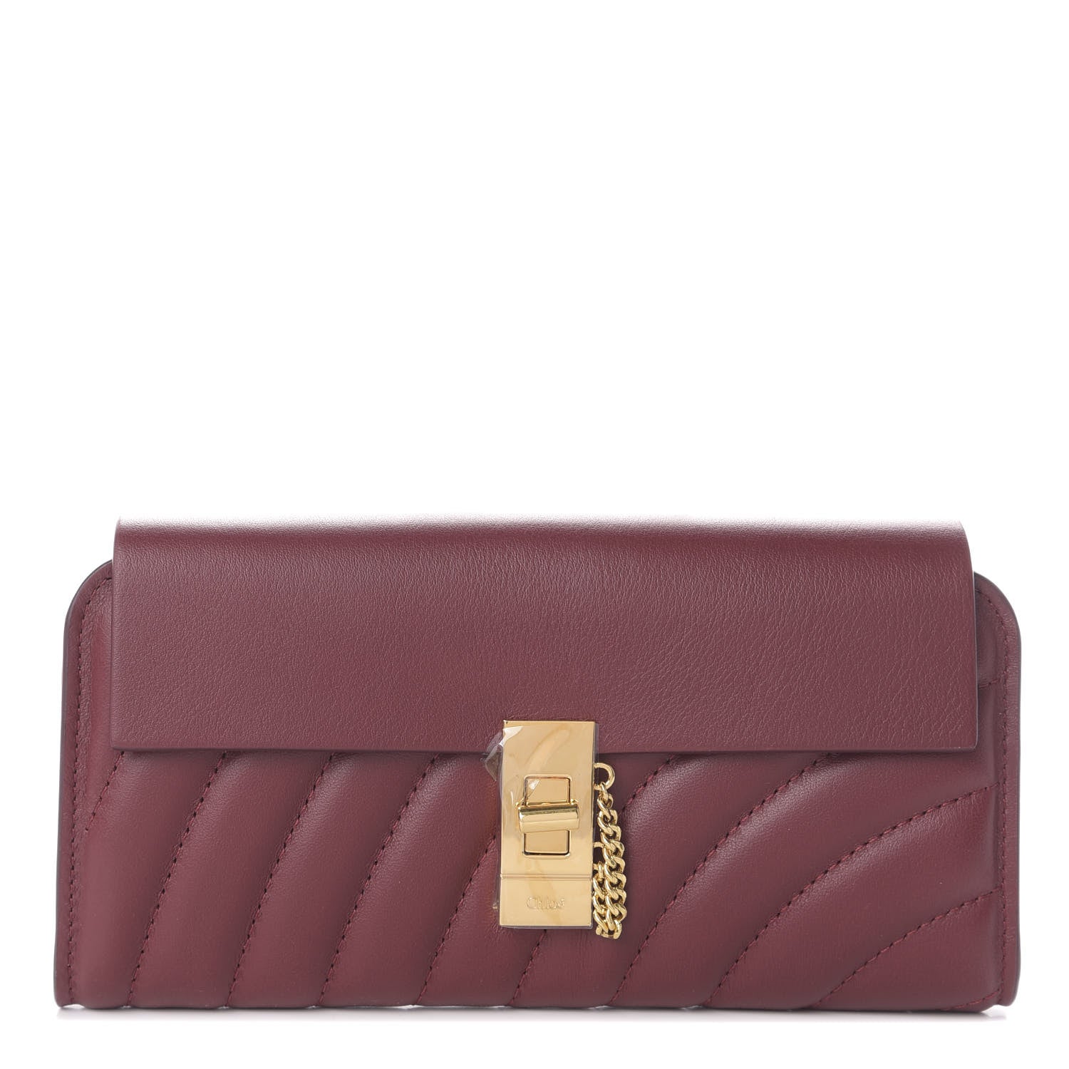 Chloe Calfskin Drew Long Wallet with Flap Plum Purple 1 of 6