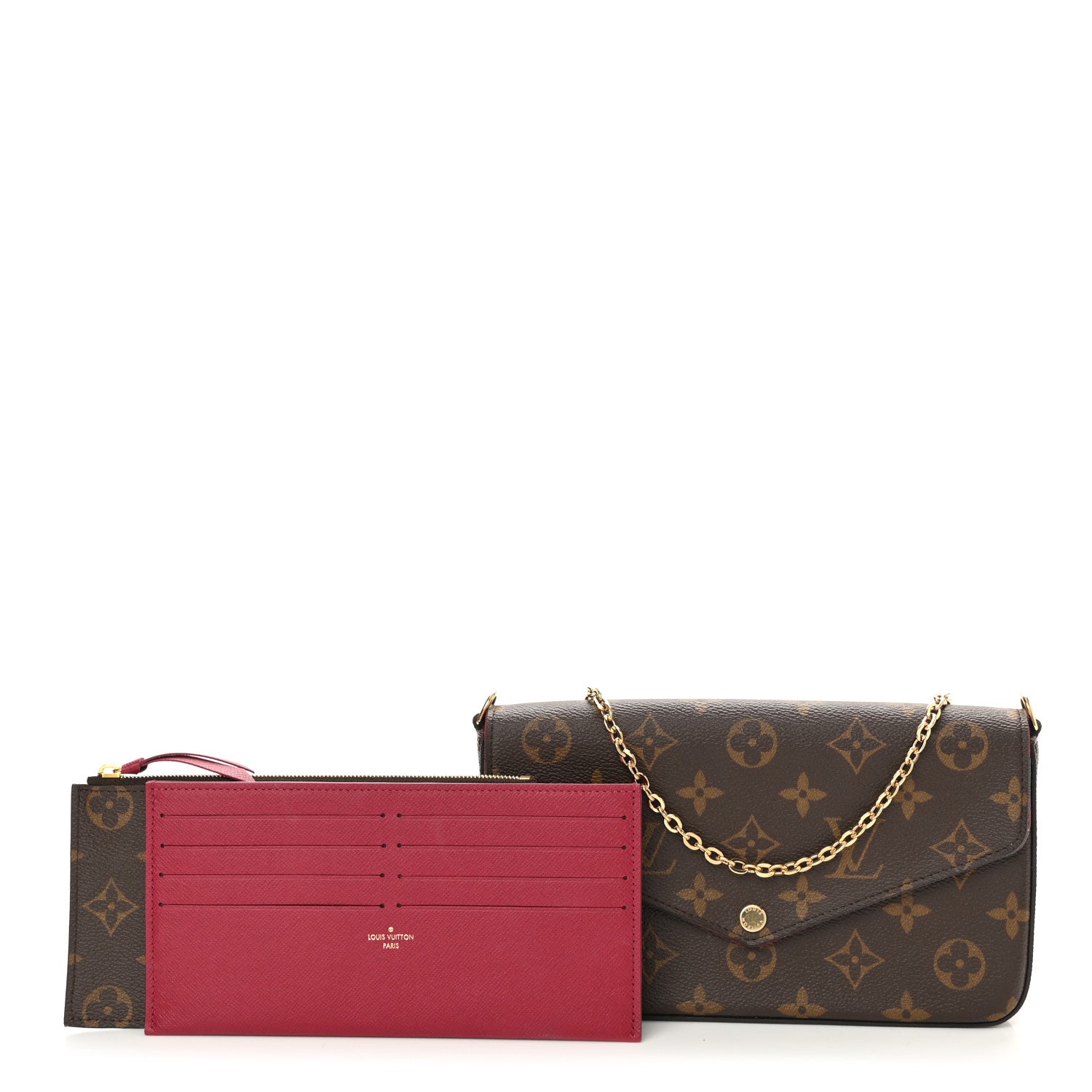 Louis Vuitton Monogram Pochette Felicie Chain Wallet Fuchsia 1 of 9