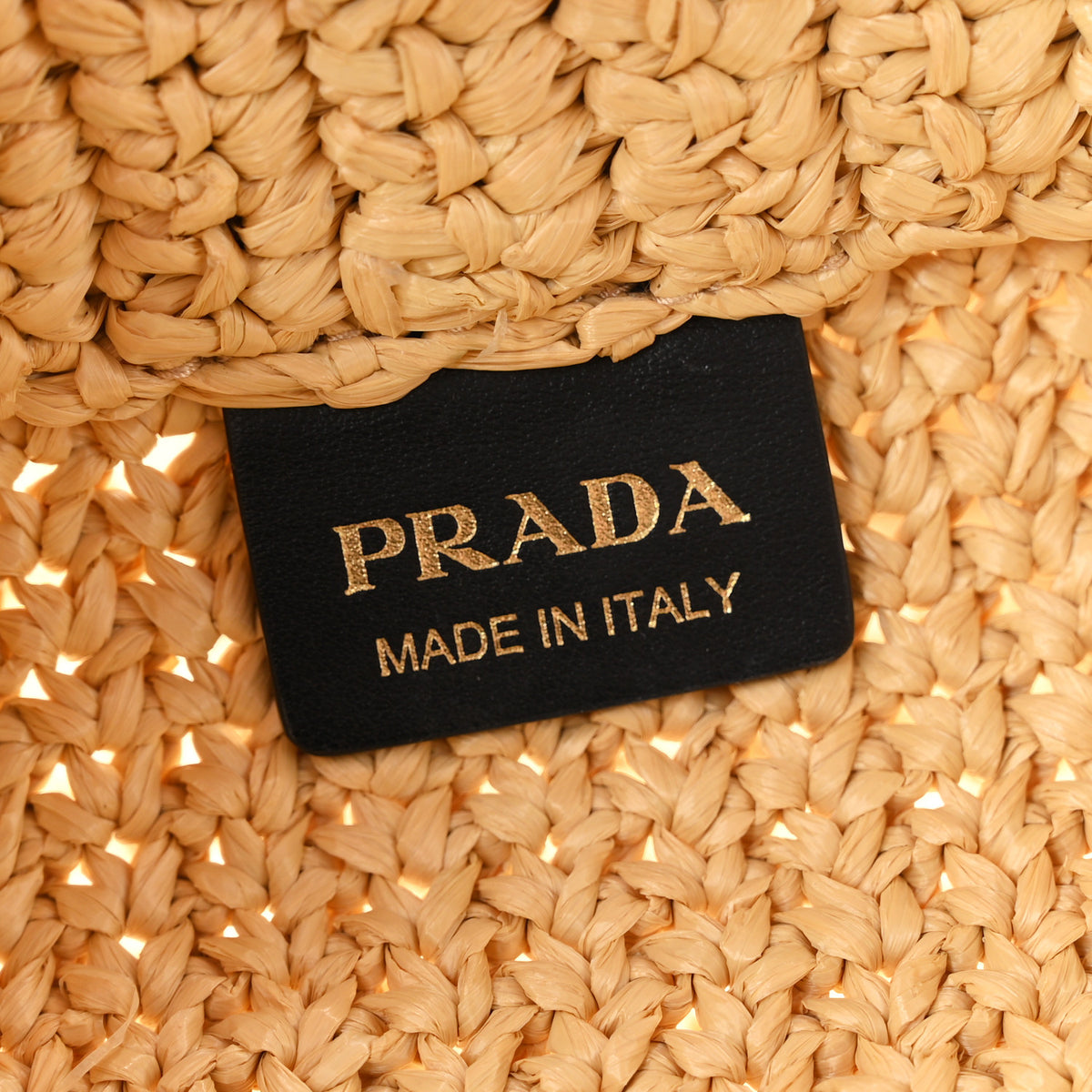 Prada Yarn Raffia Effect Crochet Embroidered Logo Tote Naturale 6 of 9