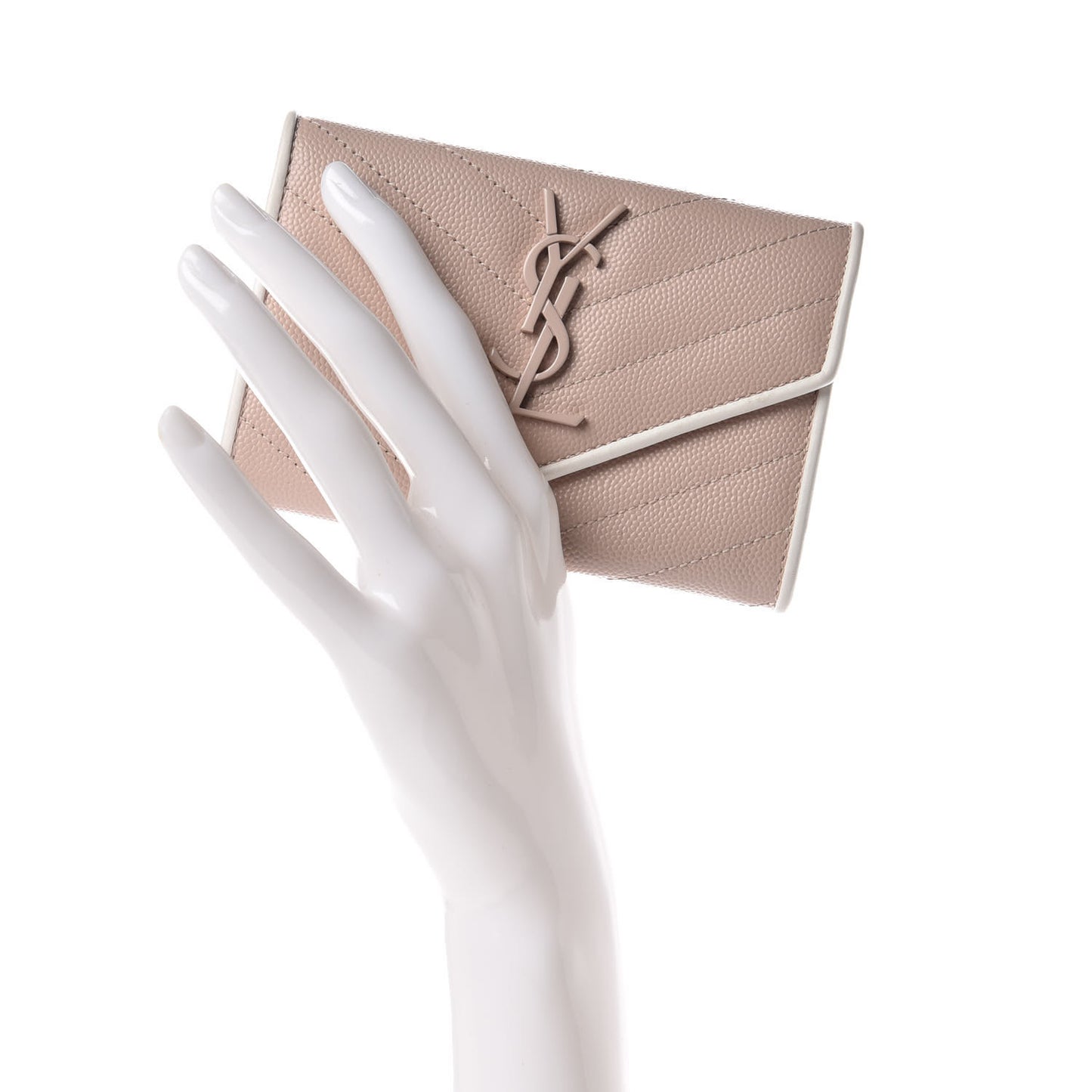 Grain De Poudre Matelasse Chevron Small Monogram Flap Wallet Pale Pink