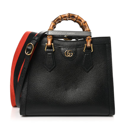 Gucci Textured Dollar Calfskin Web Small Diana Tote Bag Black Dusty Grey 1 of 11