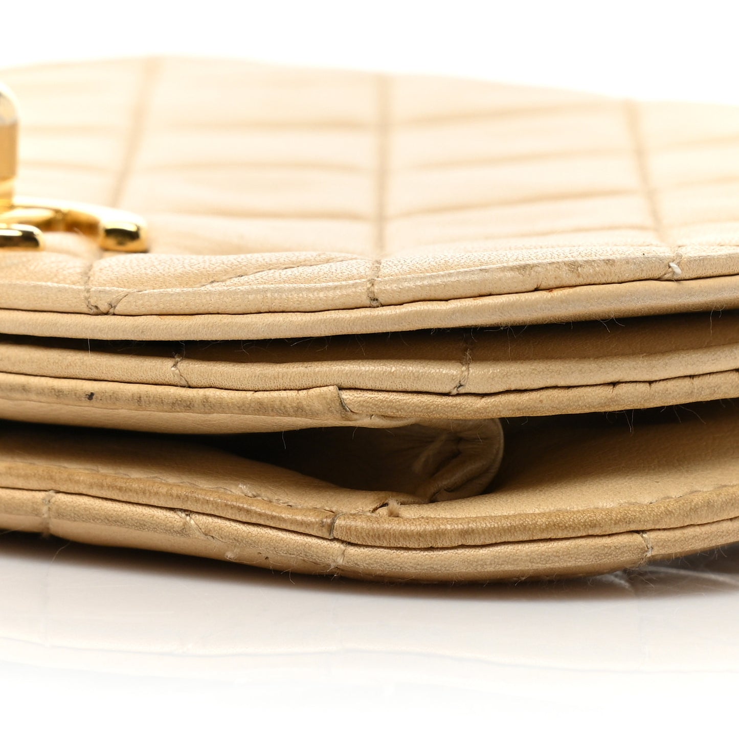 Lambskin Quilted Flap Waist Belt Bag 75 30 Beige