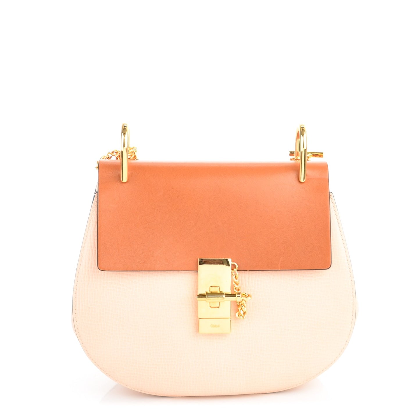 Grained Calfskin Lambskin Drew Shoulder Bag Powder Beige Caramel