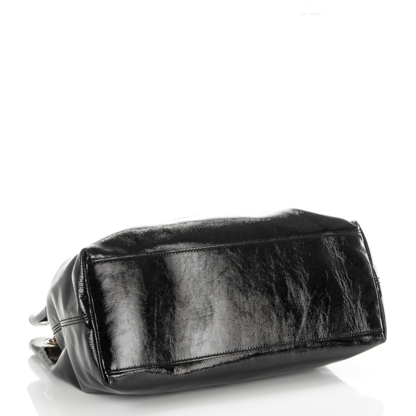 Patent Medium Soho Chain Shoulder Bag Black
