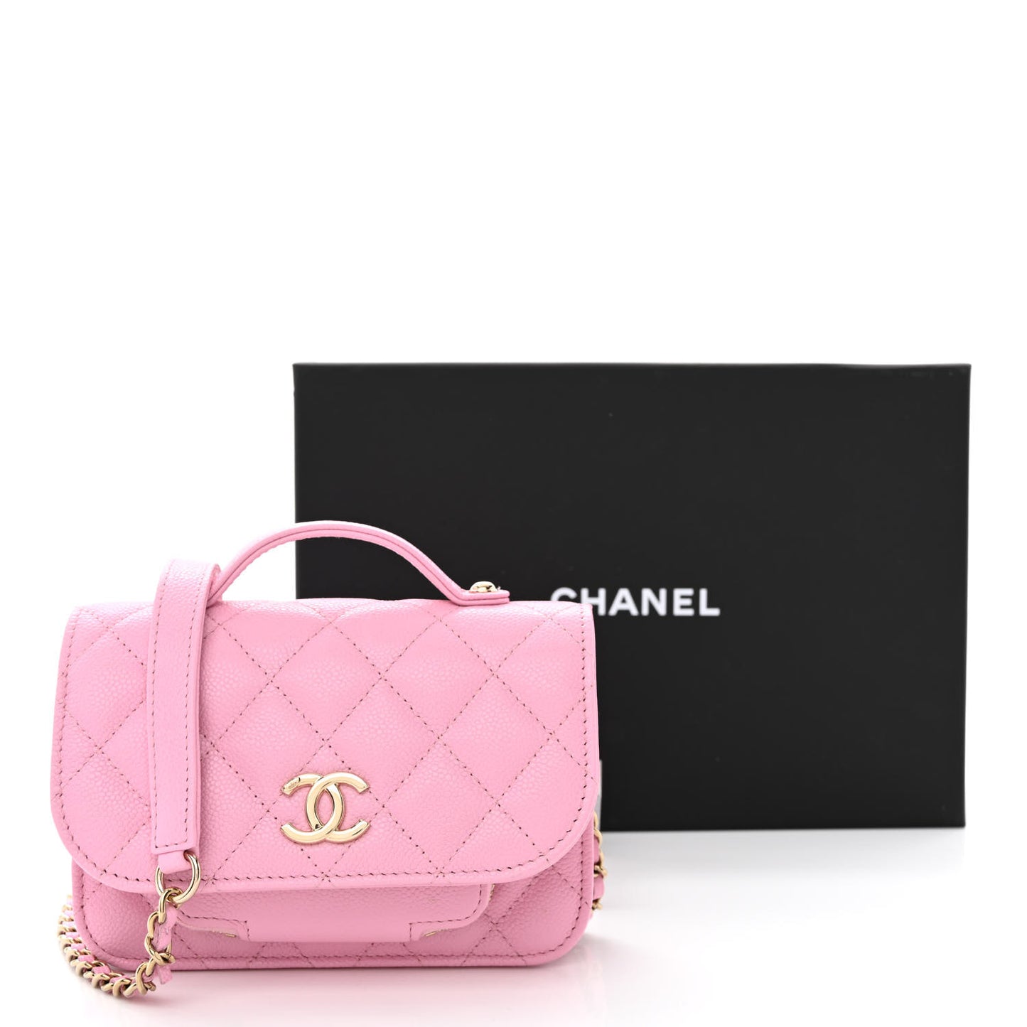 Caviar Quilted Business Affinity Clutch With Chain Flap Lilac