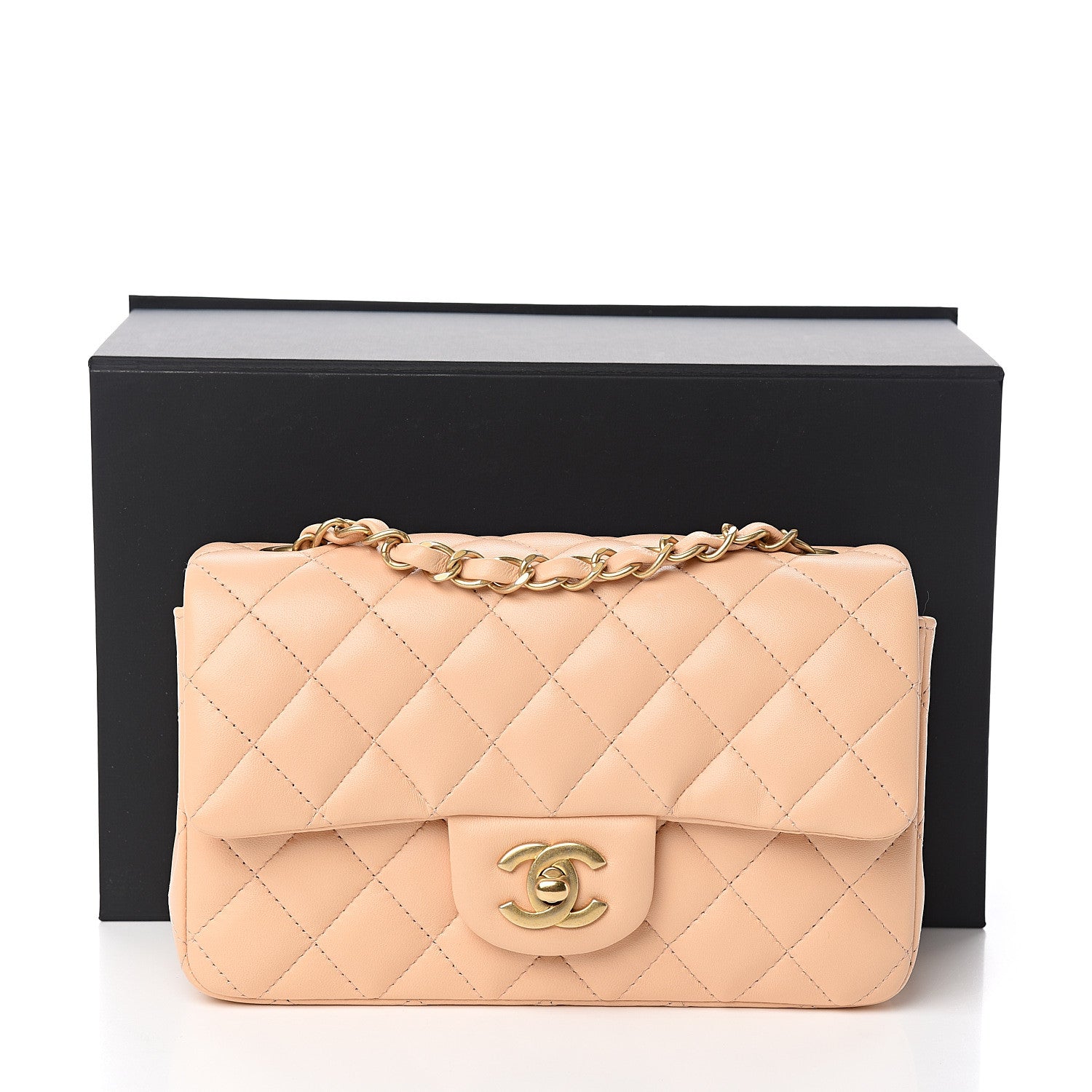 Chanel Lambskin Quilted Mini Rectangular Flap Beige 10 of 10