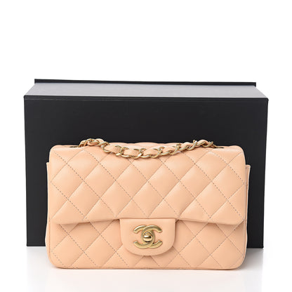 Chanel Lambskin Quilted Mini Rectangular Flap Beige 10 of 10