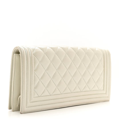 Chanel Metallic Lambskin Quilted Boy Flap Clutch Silver 3 of 8
