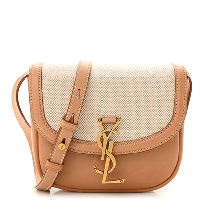 Saint Laurent Smooth Calfskin Cotton Canvas Small Kaia Satchel Natural Beige 1 of 12