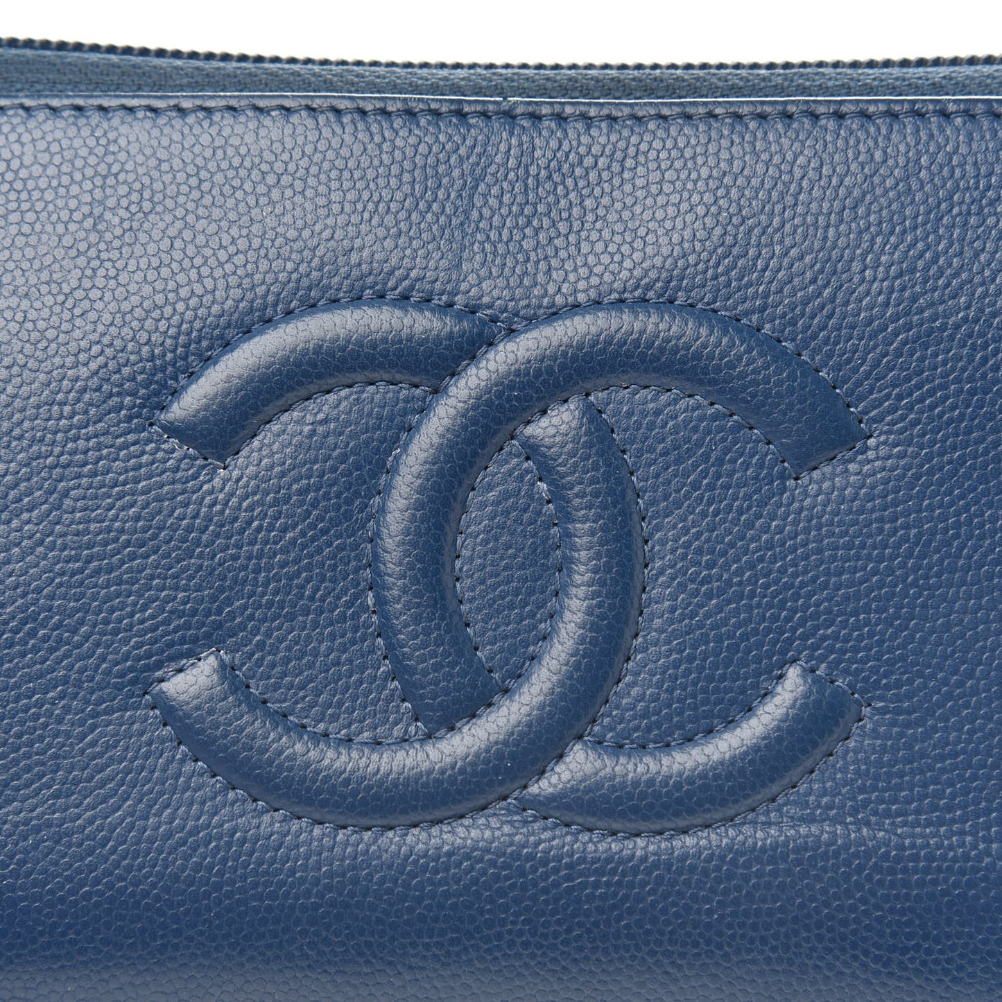 Caviar Large CC Timeless Zip Around Wallet Dark Blue