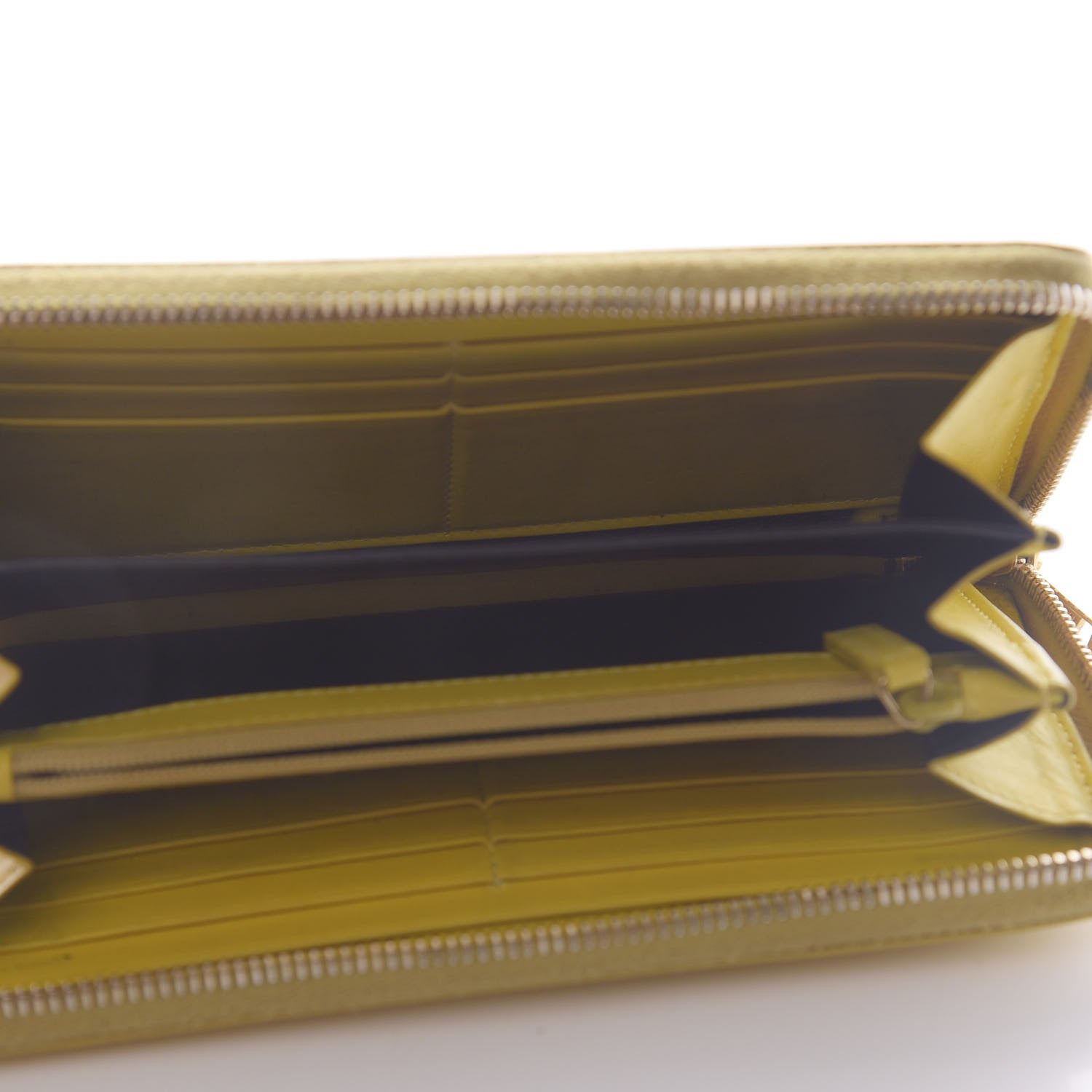 Saint Laurent Patent Calfskin Belle De Jour Zip Around Wallet Yellow 5 of 17