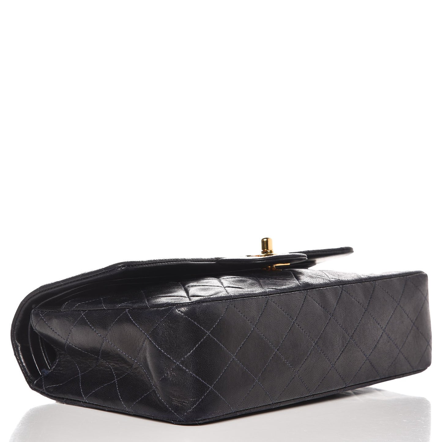 Lambskin Quilted Medium Double Flap Navy