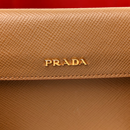 Prada Saffiano Cuir Large Double Bag Caramel Fuoco 6 of 19