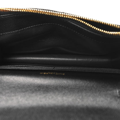 Saint Laurent Grain De Poudre Matelasse Chevron Monogram Envelope Chain Wallet Black 5 of 10