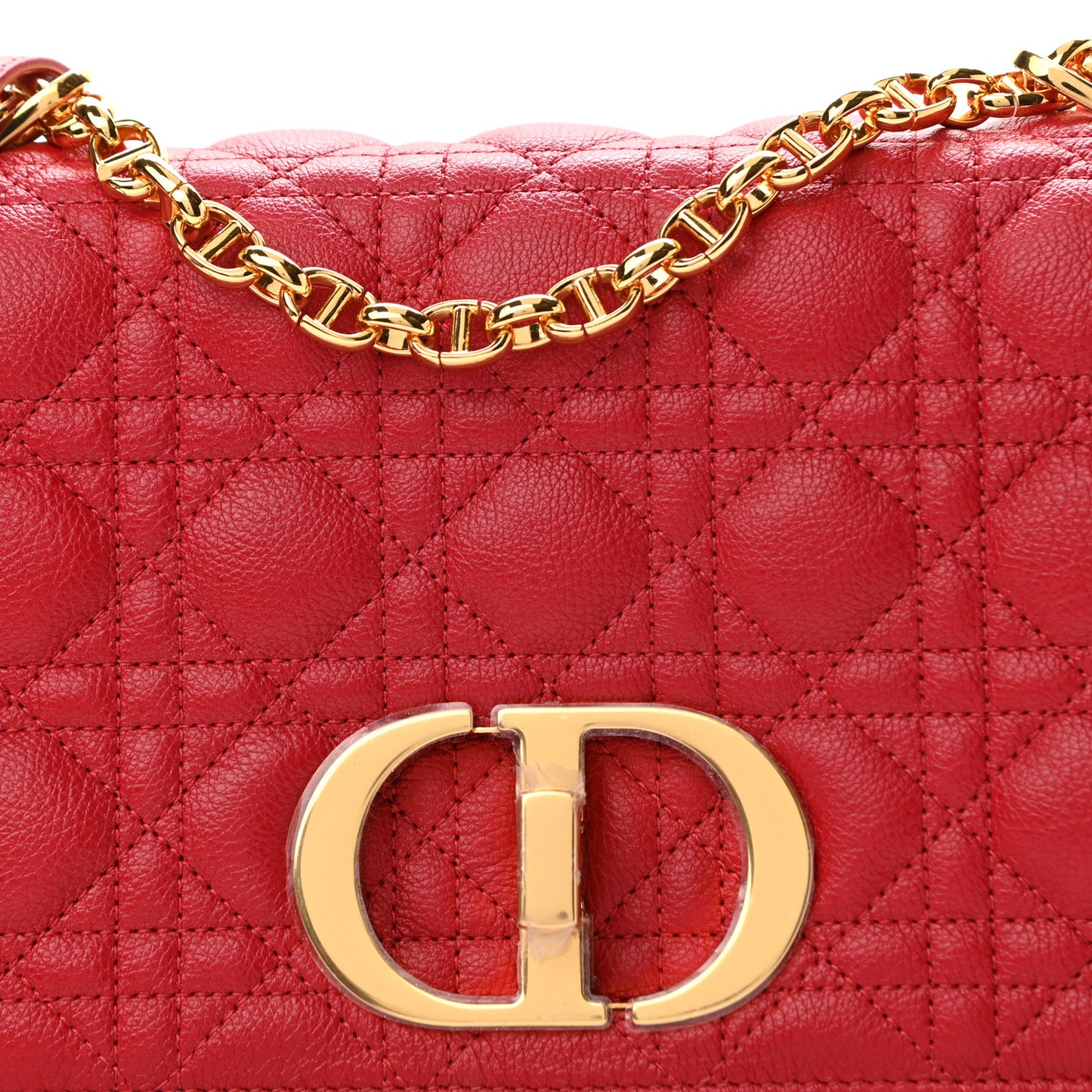 Calfskin Cannage Medium Caro Bag Red