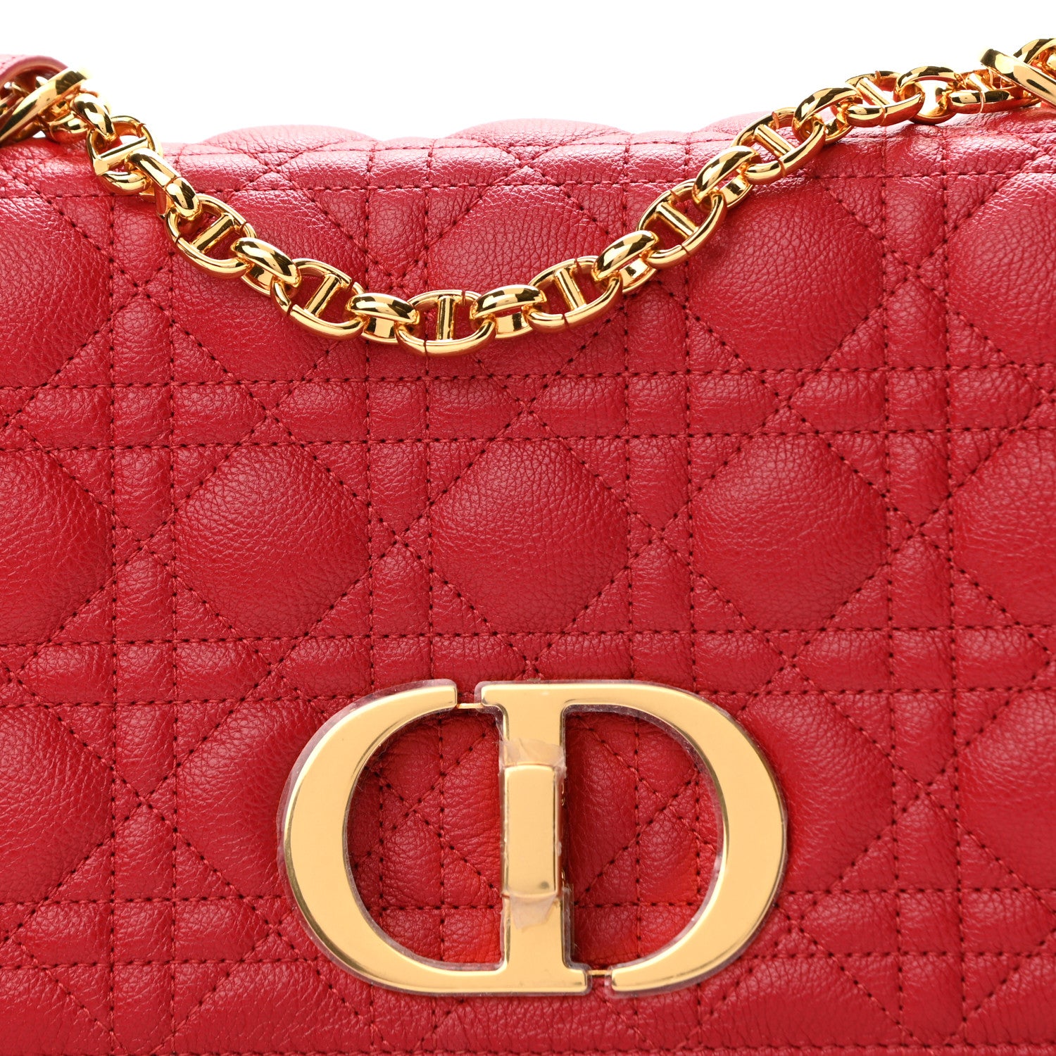 Christian Dior Calfskin Cannage Medium Caro Bag Red 8 of 10