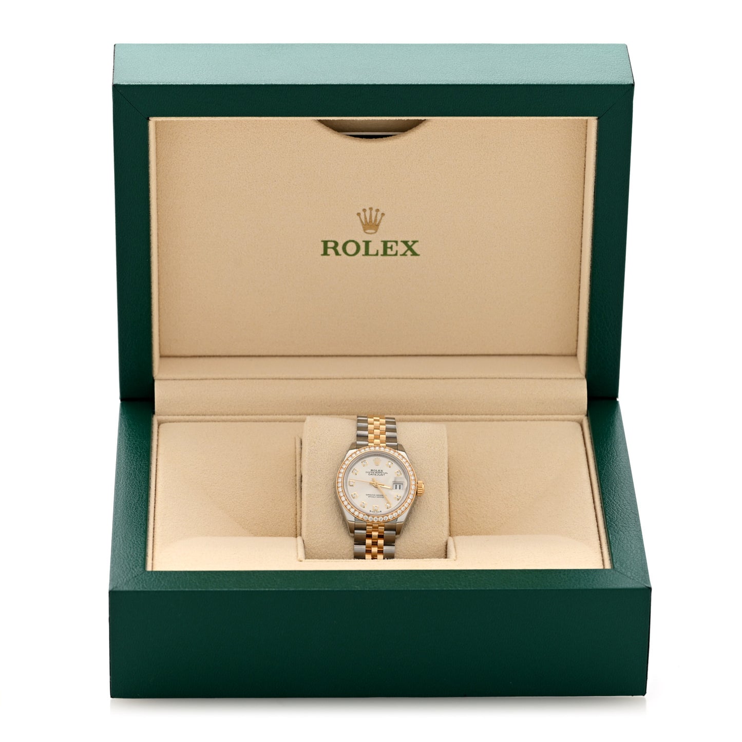 Stainless Steel 18K Yellow Gold Diamond 28mm Oyster Perpetual Datejust Watch Silver 279383RBR