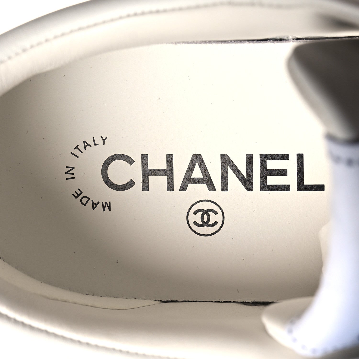 Chanel Calfskin CC Womens Sneakers 38.5 White Black 7 of 8